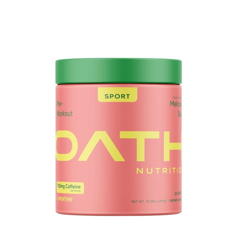 slide 1 of 5, Oath Nutrition Pre-Workout Sports Nutrition Supplement Powder - Melonade Stand 25 serving: Energy, Muscle Growth, Endurance, 25 serving