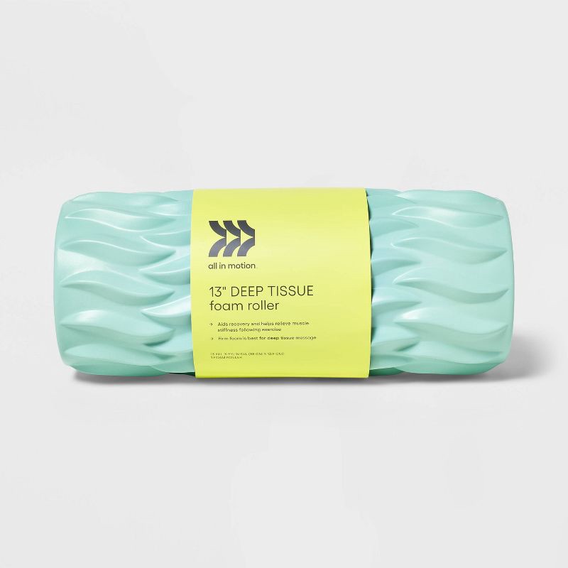 slide 2 of 3, 13" Deep Tissue Foam Roller - Aqua Blue - All In Motion™, 1 ct