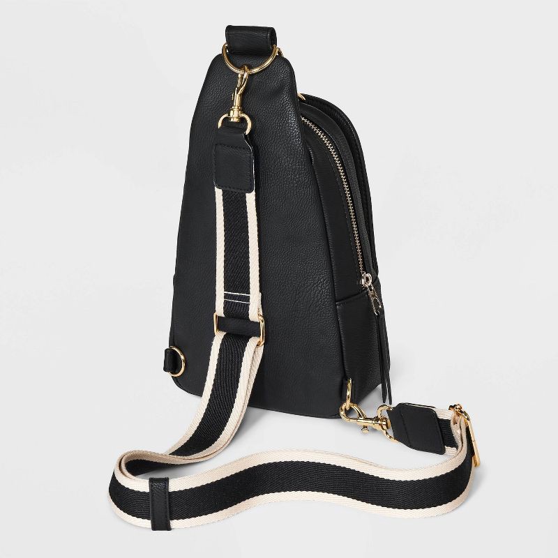 slide 3 of 5, Sling Pack Crossbody Bag - Universal Thread™ Black: Adjustable Strap, Vinyl Construction, 57" Max Length, 1 ct