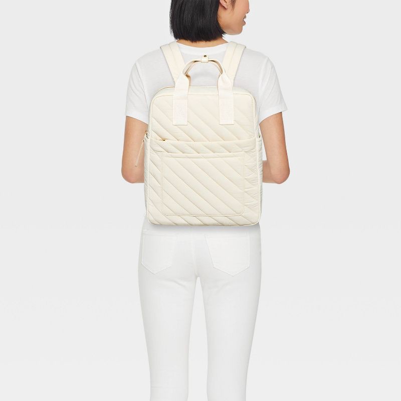 slide 2 of 5, Square Backpack - Universal Thread™ Off-White: Fits 14" Laptop, College Use, Recycled Nylon, 1 ct