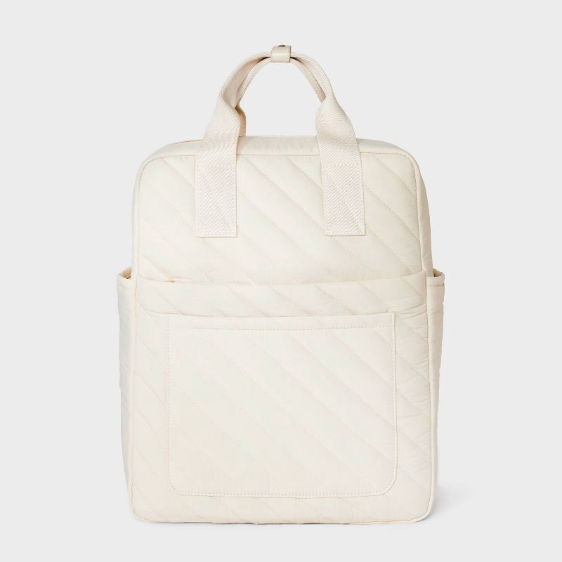 slide 1 of 5, Square Backpack - Universal Thread™ Off-White: Fits 14" Laptop, College Use, Recycled Nylon, 1 ct