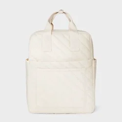 Square Backpack - Universal Thread™ Off-White: Fits 14" Laptop, College Use, Recycled Nylon