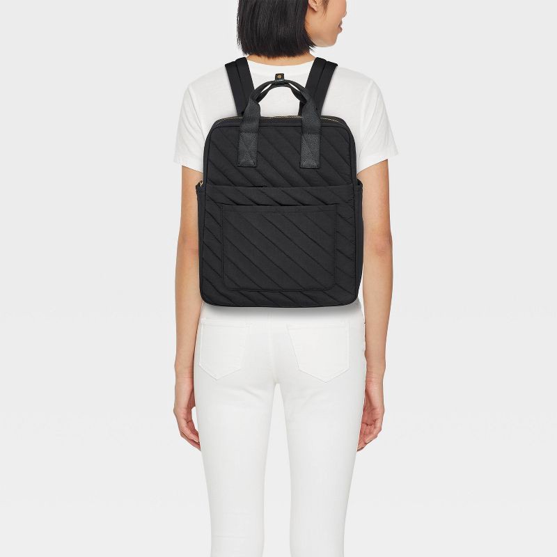 slide 2 of 5, Square Backpack - Universal Thread™ Black: Recycled Nylon, Fits 14" Laptop, College, Double Handle, 33.5" Strap Length, 1 ct