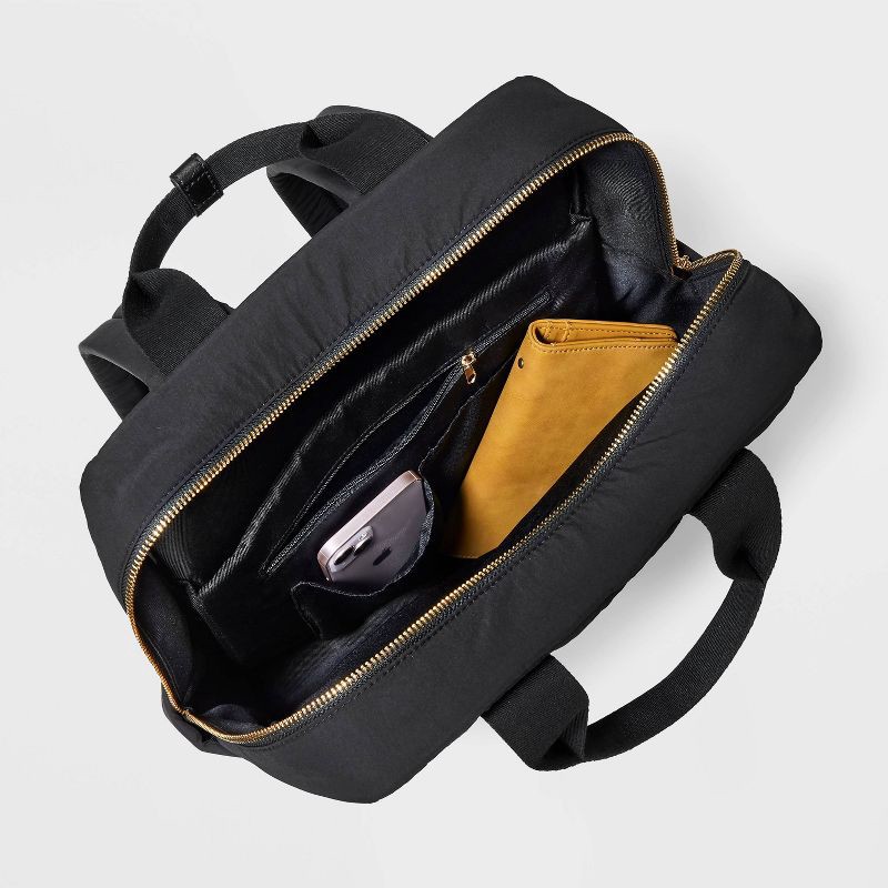 slide 4 of 5, Square Backpack - Universal Thread™ Black: Recycled Nylon, Fits 14" Laptop, College, Double Handle, 33.5" Strap Length, 1 ct