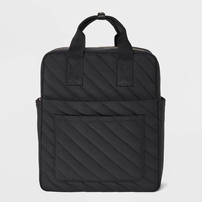 slide 1 of 5, Square Backpack - Universal Thread™ Black: Recycled Nylon, Fits 14" Laptop, College, Double Handle, 33.5" Strap Length, 1 ct
