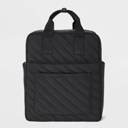 Square Backpack - Universal Thread™ Black: Recycled Nylon, Fits 14&quot; Laptop, College, Double Handle, 33.5&quot; Strap Length