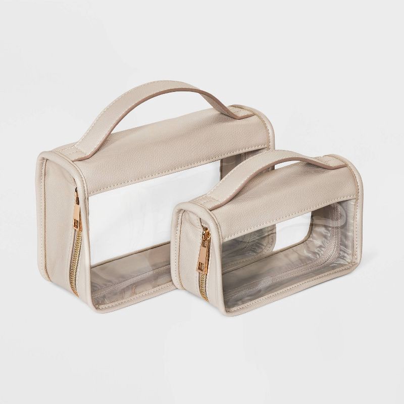 slide 2 of 4, Travel Pouch - A New Day™ Taupe: Top Handle Bag, Unstructured, Woven, Handle, 1 ct