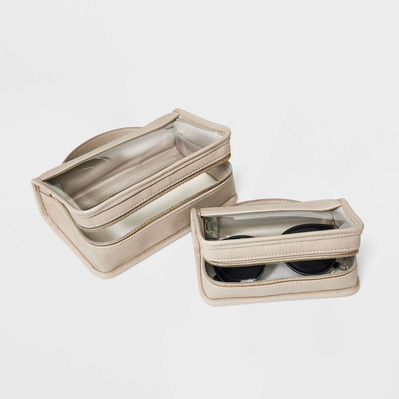 slide 3 of 4, Travel Pouch - A New Day™ Taupe: Top Handle Bag, Unstructured, Woven, Handle, 1 ct