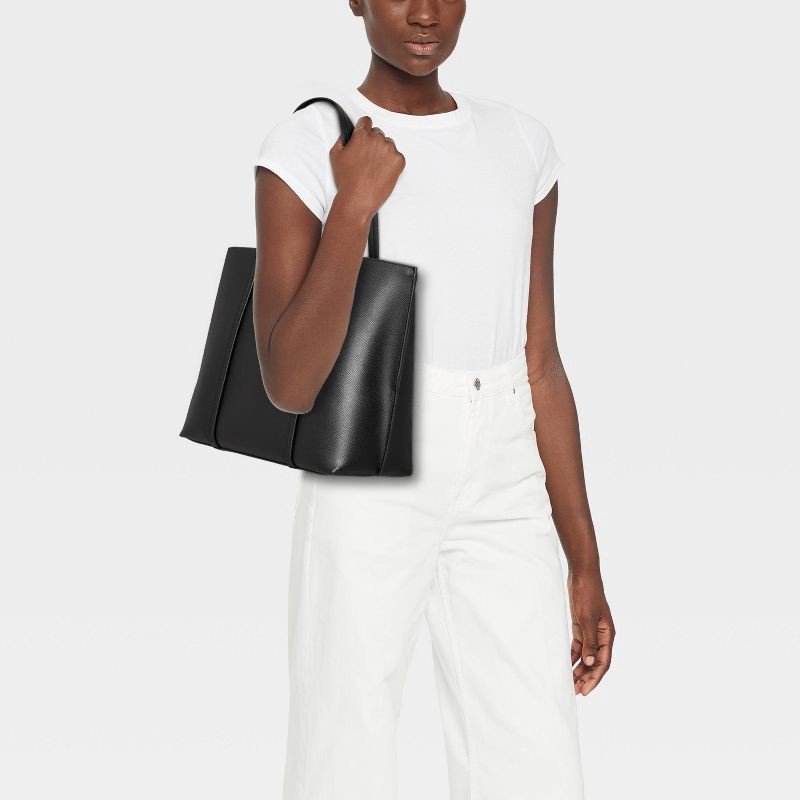 slide 2 of 5, Triple Compartment Work Tote Handbag - A New Day™ Black: Shell, Double Shoulder Handles, 1 ct