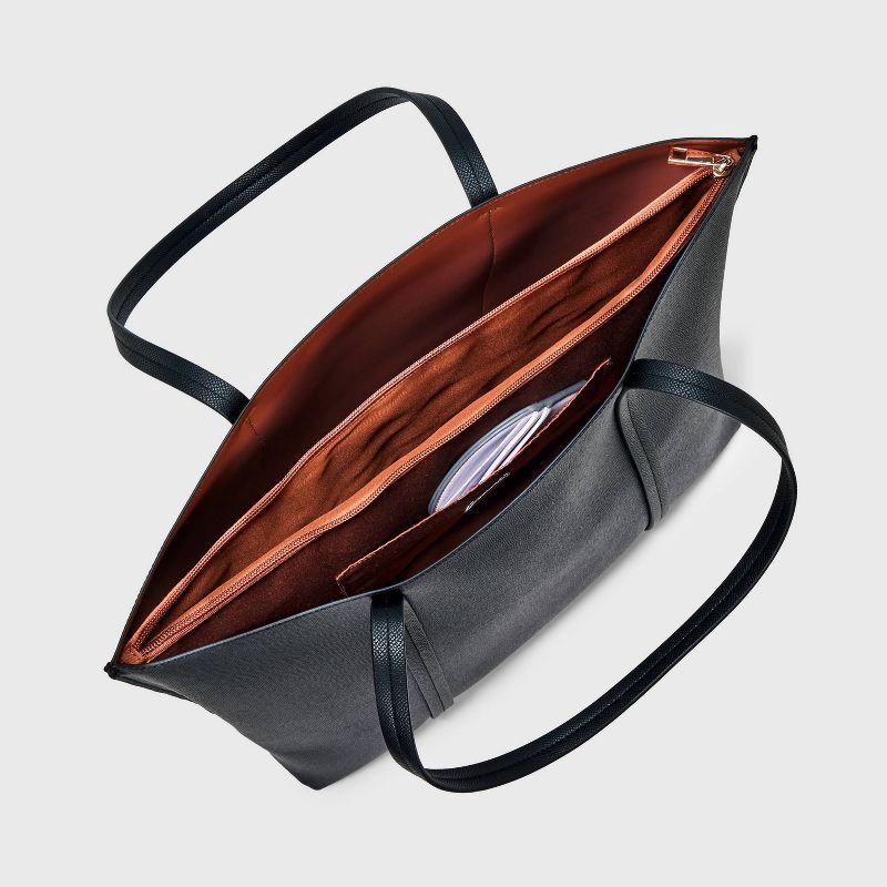 slide 4 of 5, Triple Compartment Work Tote Handbag - A New Day™ Black: Shell, Double Shoulder Handles, 1 ct