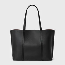 Triple Compartment Work Tote Handbag - A New Day™ Black: Shell, Double Shoulder Handles