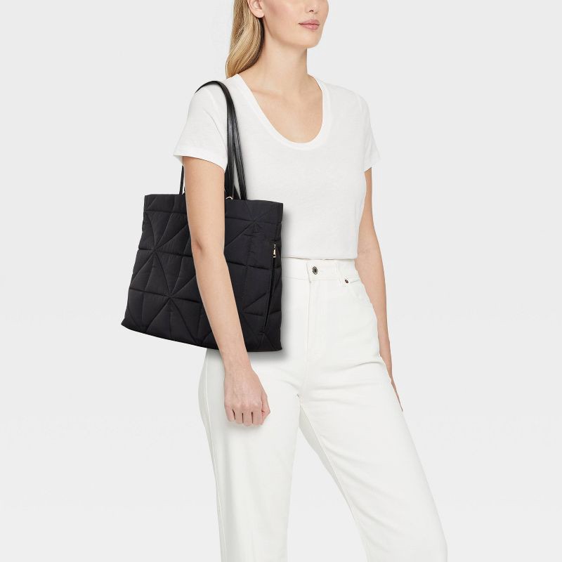 slide 2 of 6, Kate Tote Handbag - A New Day™ Black: Double Shoulder Handles, Magnetic Closure, Recycled Nylon, 1 ct