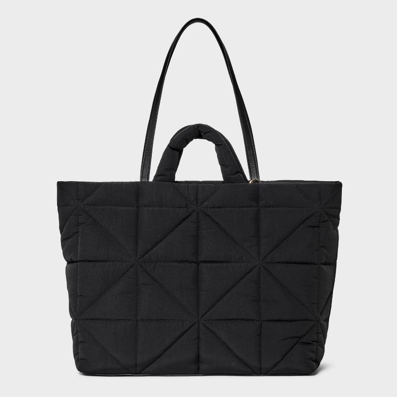 slide 1 of 6, Kate Tote Handbag - A New Day™ Black: Double Shoulder Handles, Magnetic Closure, Recycled Nylon, 1 ct