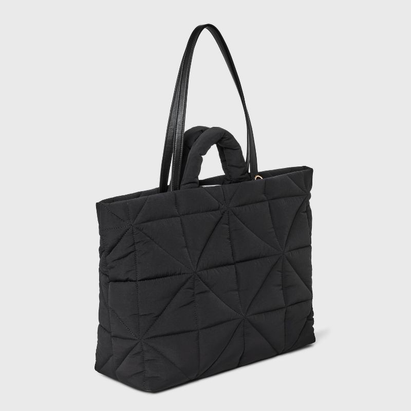 slide 3 of 6, Kate Tote Handbag - A New Day™ Black: Double Shoulder Handles, Magnetic Closure, Recycled Nylon, 1 ct