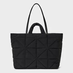 Kate Tote Handbag - A New Day™ Black: Double Shoulder Handles, Magnetic Closure, Recycled Nylon