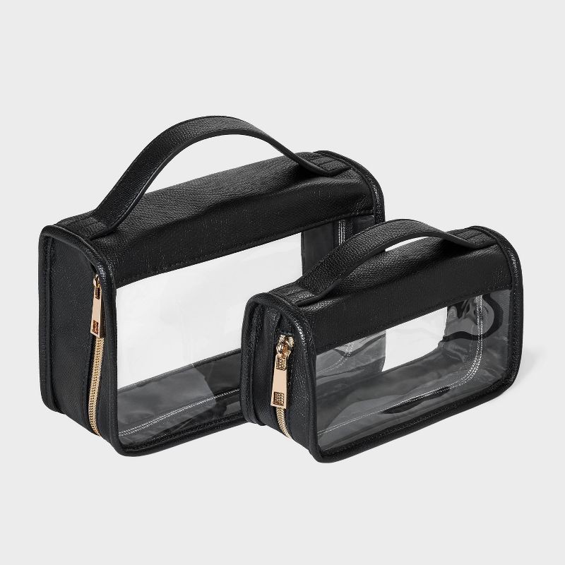 slide 2 of 4, Travel Pouch - A New Day™ Black: Top Handle Handbag, PVC & Unstructured Design, 1 ct