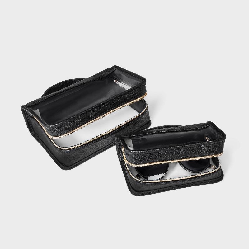 slide 3 of 4, Travel Pouch - A New Day™ Black: Top Handle Handbag, PVC & Unstructured Design, 1 ct