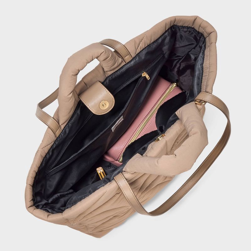 slide 4 of 6, Kate Tote Handbag - A New Day™ Brown: Double Shoulder Handles, Magnetic Closure, Recycled Nylon, 24.5" Strap Length, 1 ct