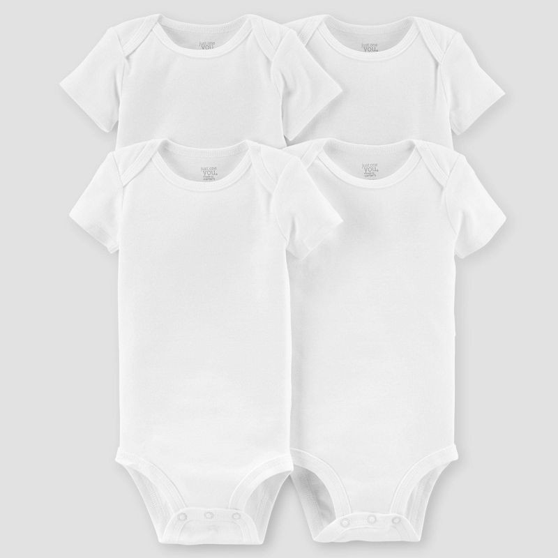 slide 1 of 6, Carter's Just One You® Baby 4pk Short Sleeve Bodysuit - White 3M: Cotton Crew Neck, Tagless, Crotch Snap, 4 ct