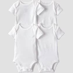 Carter's Just One You® Baby 4pk Short Sleeve Bodysuit - White 12M: Cotton Crew Neck Snap Closure