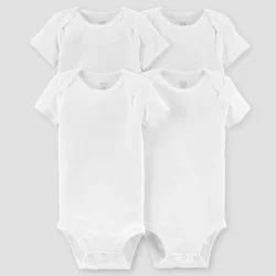 Carter's Just One You® Baby 4pk Short Sleeve Bodysuit - White 24M: Cotton Infant Apparel, Tagless Crew Neck, Crotch Snap Closure