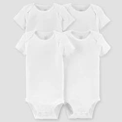 Carter's Just One You® Baby 4pk Short Sleeve Bodysuit - White 24M: Cotton Infant Apparel, Tagless Crew Neck, Crotch Snap Closure