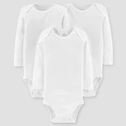 Carter's Just One You® Baby 3pk Long Sleeve Bodysuit - White 18M: Cotton Crew Neck Snap Closure