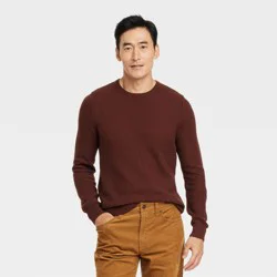 Men's Crewneck Pullover Sweater - Goodfellow & Co™ Brown S