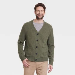 Men's V-Neck Cardigan Sweater - Goodfellow & Co™ Olive Green S