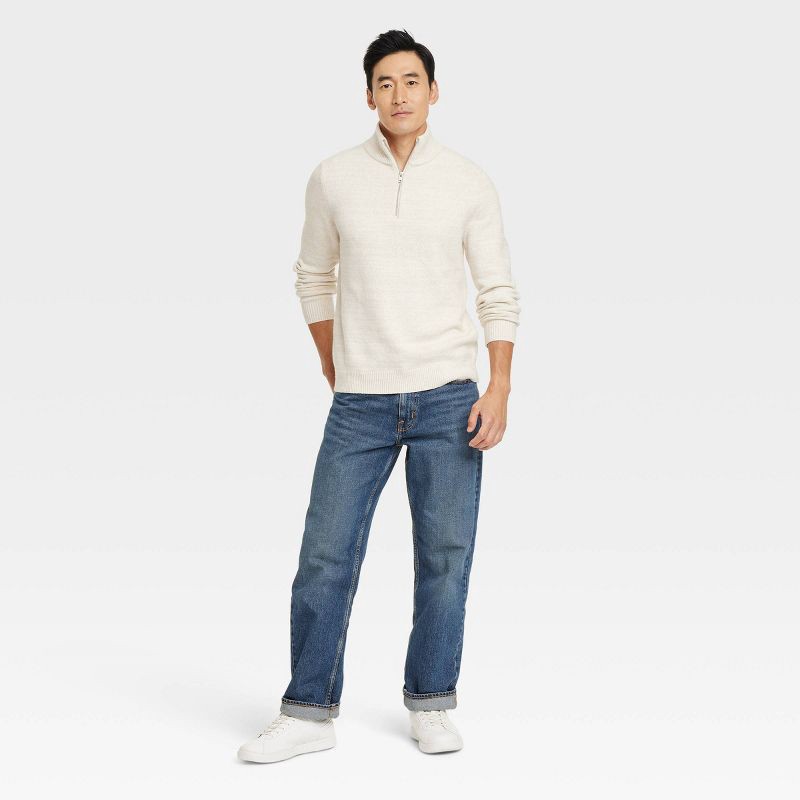 slide 3 of 3, Men's Quarter Zip Sweater - Goodfellow & Co™ Cream L, 1 ct
