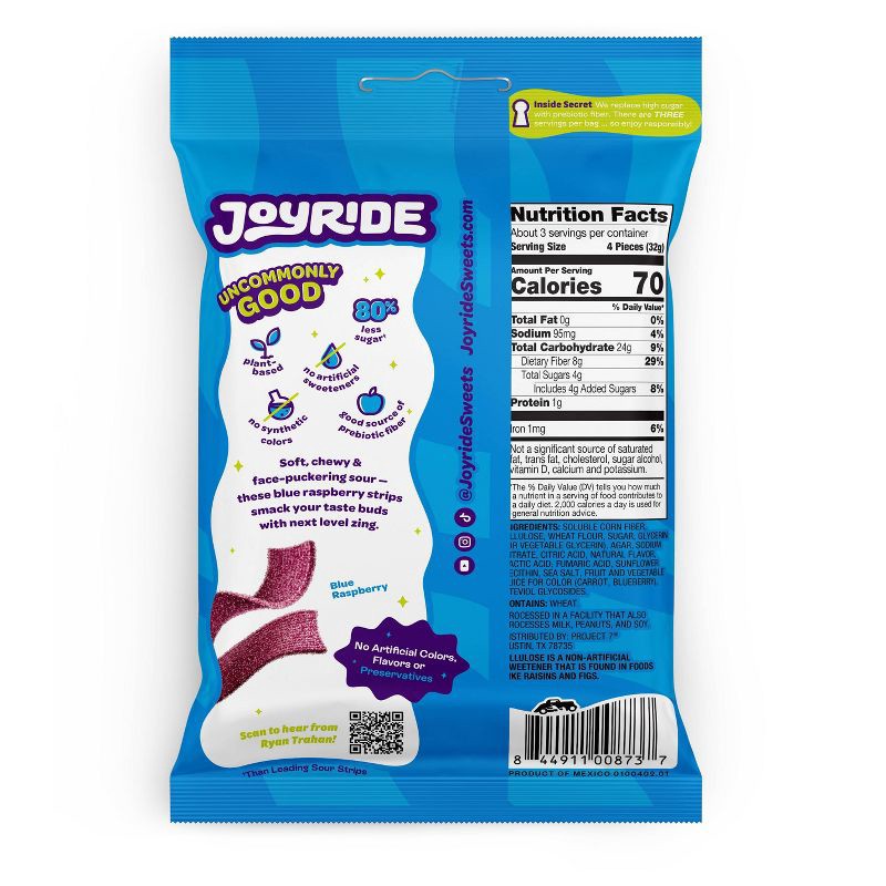 slide 2 of 2, JOYRIDE Candy Sour Blue Raspberry Gummy Strips - 3.5oz, 3.5 oz