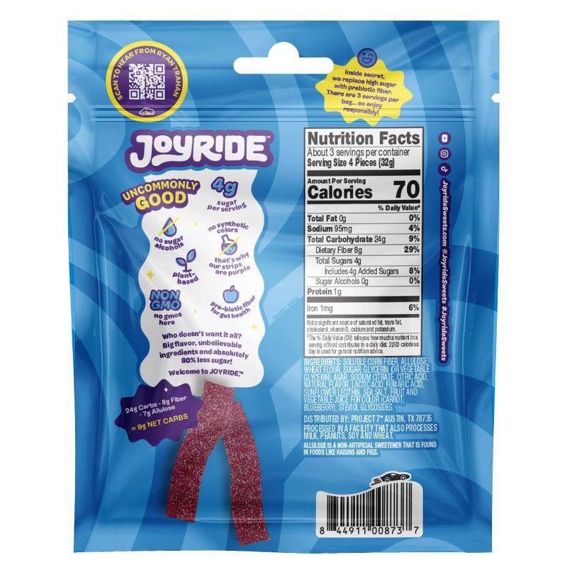 slide 3 of 3, Joyride Sweets Blue Raspberry Candy Strips - 3.5oz, 3.5 oz