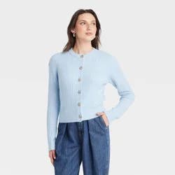 Women's Cozy Knit Button-Front Cardigan - Universal Thread™ Blue XL