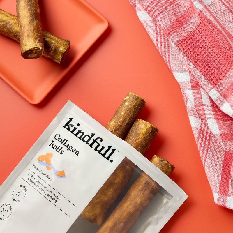 slide 2 of 7, Rawhide Alternative Collagen Roll Peanut Butter Flavor Adult Dog Treats - Kindfull™ - 8.8oz/5ct, 5 ct; 8.8 oz