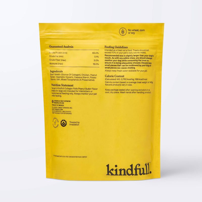 slide 3 of 7, Rawhide Alternative Collagen Roll Peanut Butter Flavor Adult Dog Treats - Kindfull™ - 8.8oz/5ct, 5 ct; 8.8 oz