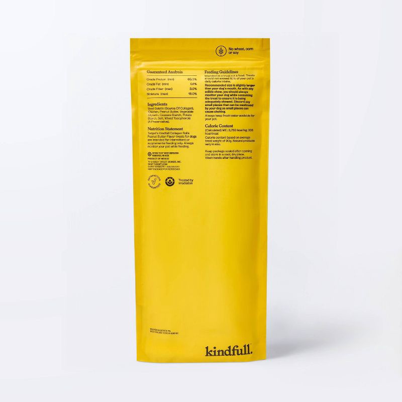 slide 3 of 7, Rawhide Alternative Collagen Roll Peanut Butter Flavor Dog Treat - Kindfull™ - 10.6oz/3ct, 10.6 oz, 3 ct