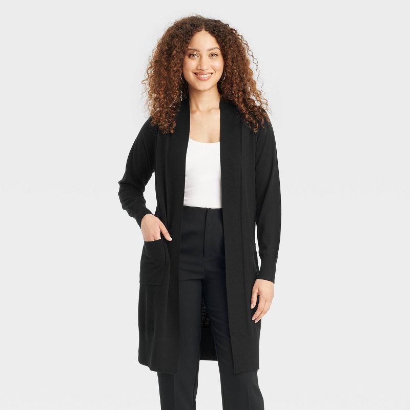 slide 1 of 3, Women's Duster Cardigan - A New Day™ Black M, 1 ct