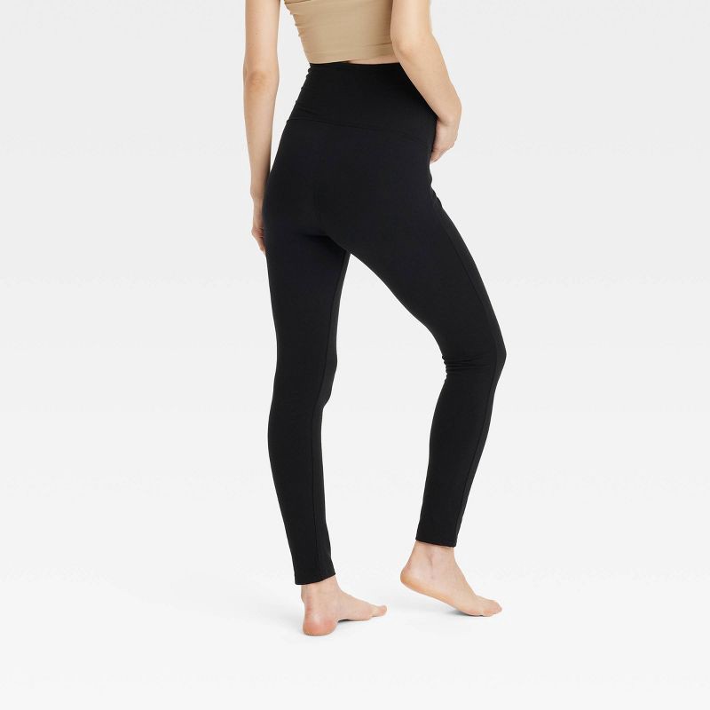 slide 2 of 3, Over Belly Knit Maternity Leggings - Isabel Maternity by Ingrid & Isabel™ Black XL: Cotton Modal Blend, High Rise, Ankle Length, Slim Fit, 1 ct