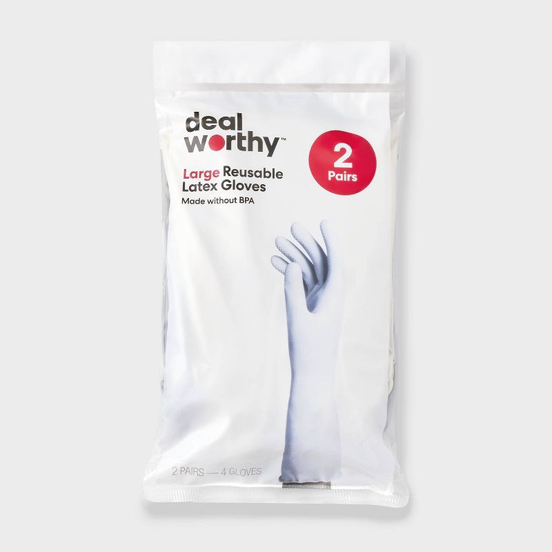 slide 1 of 3, Reusable Latex Gloves - Large - 2ct - Dealworthy™, 2 ct