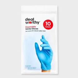 Nitrile Disposable Gloves - 10ct - Dealworthy™: Cleaning Tools And Accessories, Rubber Material