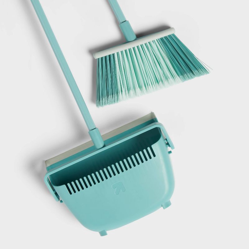 slide 3 of 3, Floor Broom with Standing Dust Pan - up&up™, 1 ct