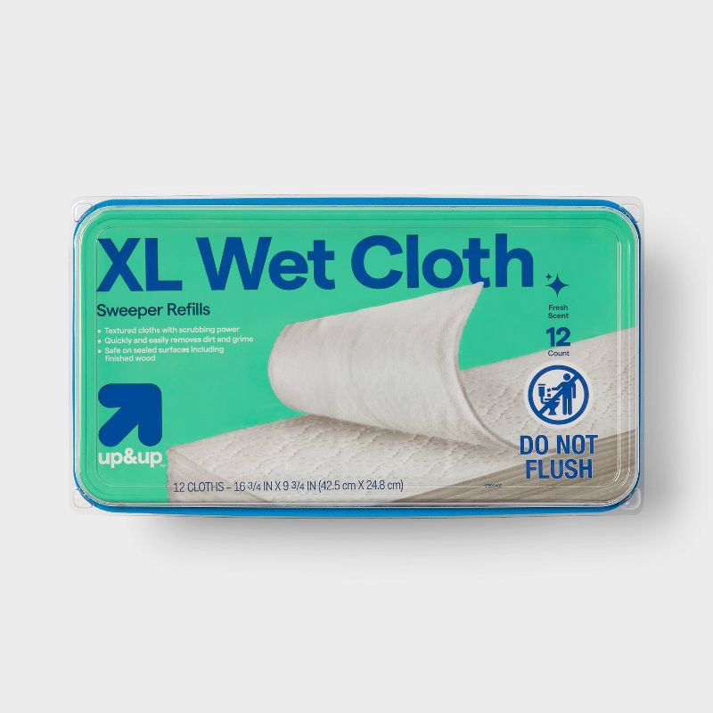 slide 1 of 4, Floor Sweeper Wet Mopping Cloths Refills - XL - Fresh Scent - 12ct - up&up™, 12 ct