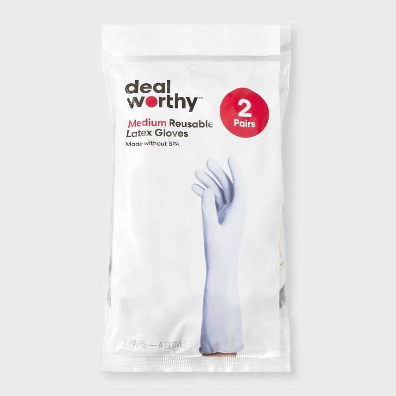 slide 1 of 3, Reusable Latex Gloves - Medium - 2ct - Dealworthy™, 2 ct