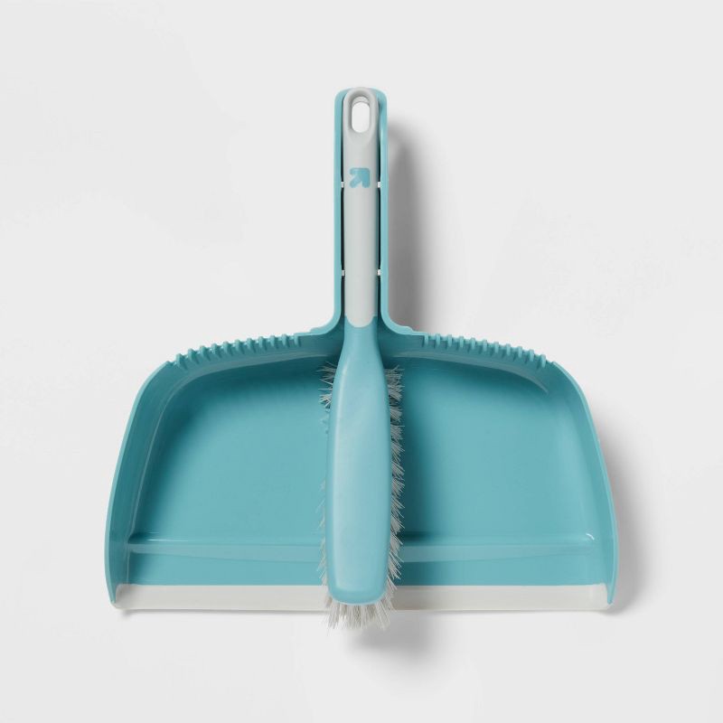 slide 1 of 3, Hand Broom with Dust Pan Set - up&up™: Soft Grip, Hanging Loop, 1 ct