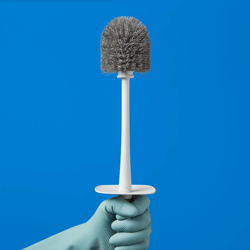 slide 2 of 4, Splash Guard Toilet Brush with Tall Holster - up&up™, 1 ct