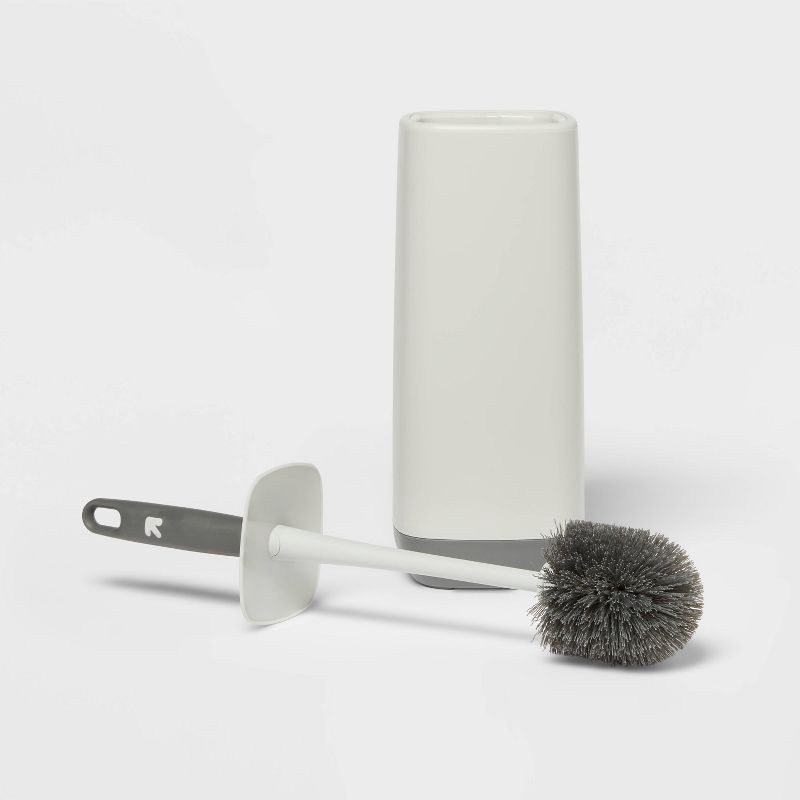 slide 3 of 4, Splash Guard Toilet Brush with Tall Holster - up&up™, 1 ct