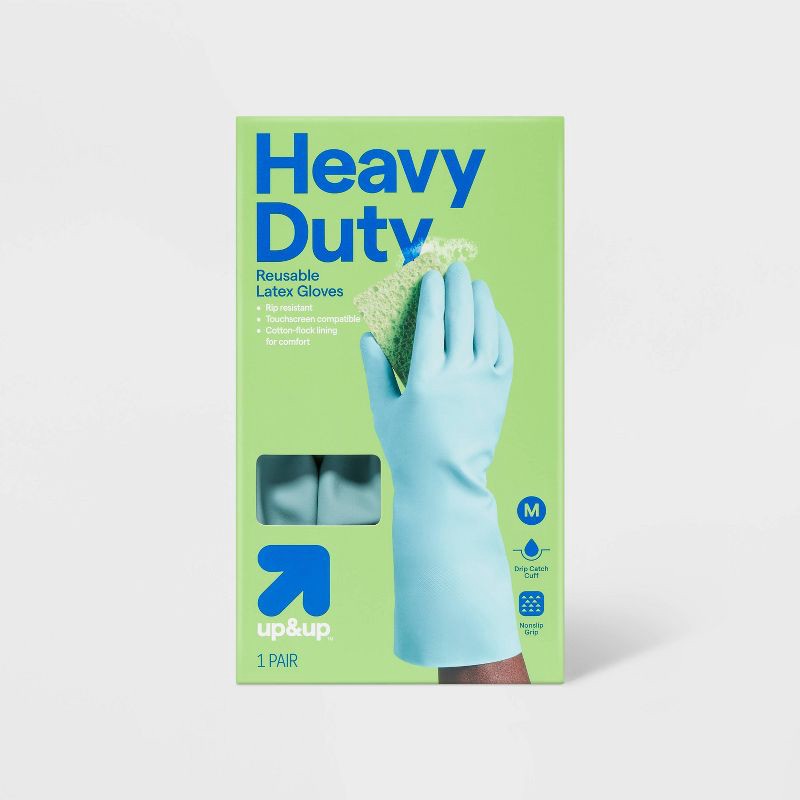 slide 1 of 3, Reusable Heavy Duty Latex Gloves - Medium - up&up™, 1 ct