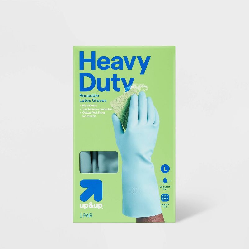 slide 1 of 3, Reusable Heavy Duty Latex Gloves - Large - up&up™, 1 ct