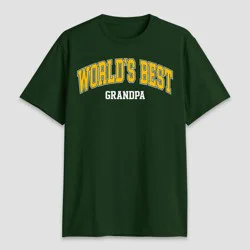 Mad Engine Men's World's Best Grandpa Short Sleeve T-Shirt - Forest Green L
