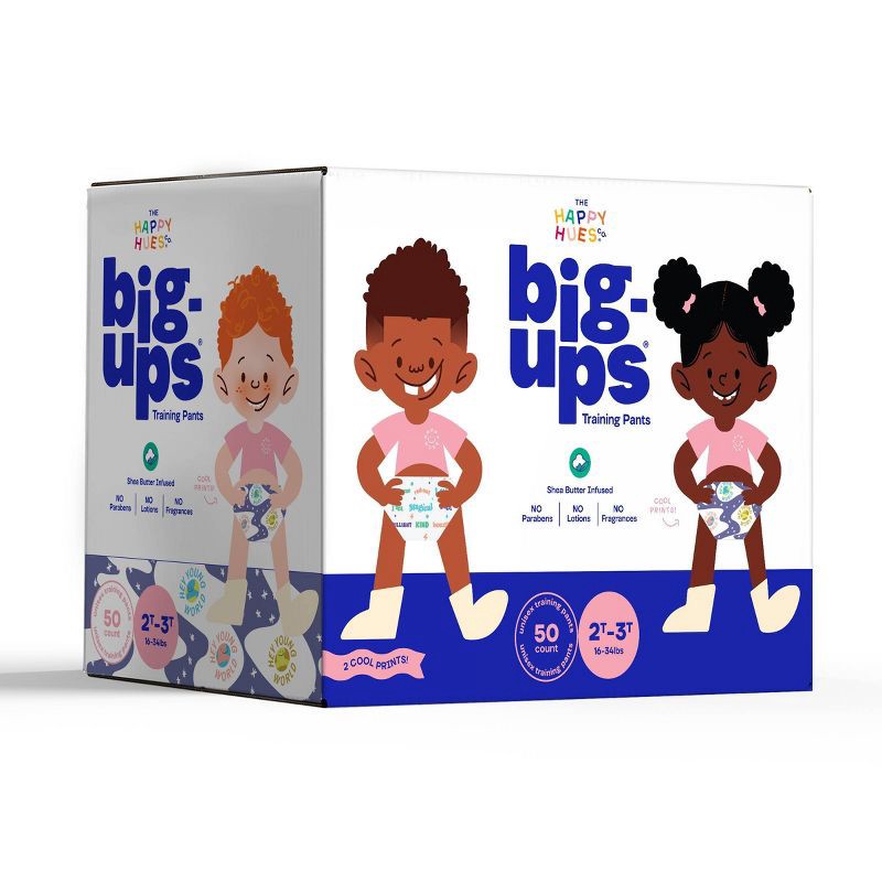 slide 8 of 12, Happy Hues Big-ups Disposable Training Pants - 2T-3T - 50ct, 50 ct